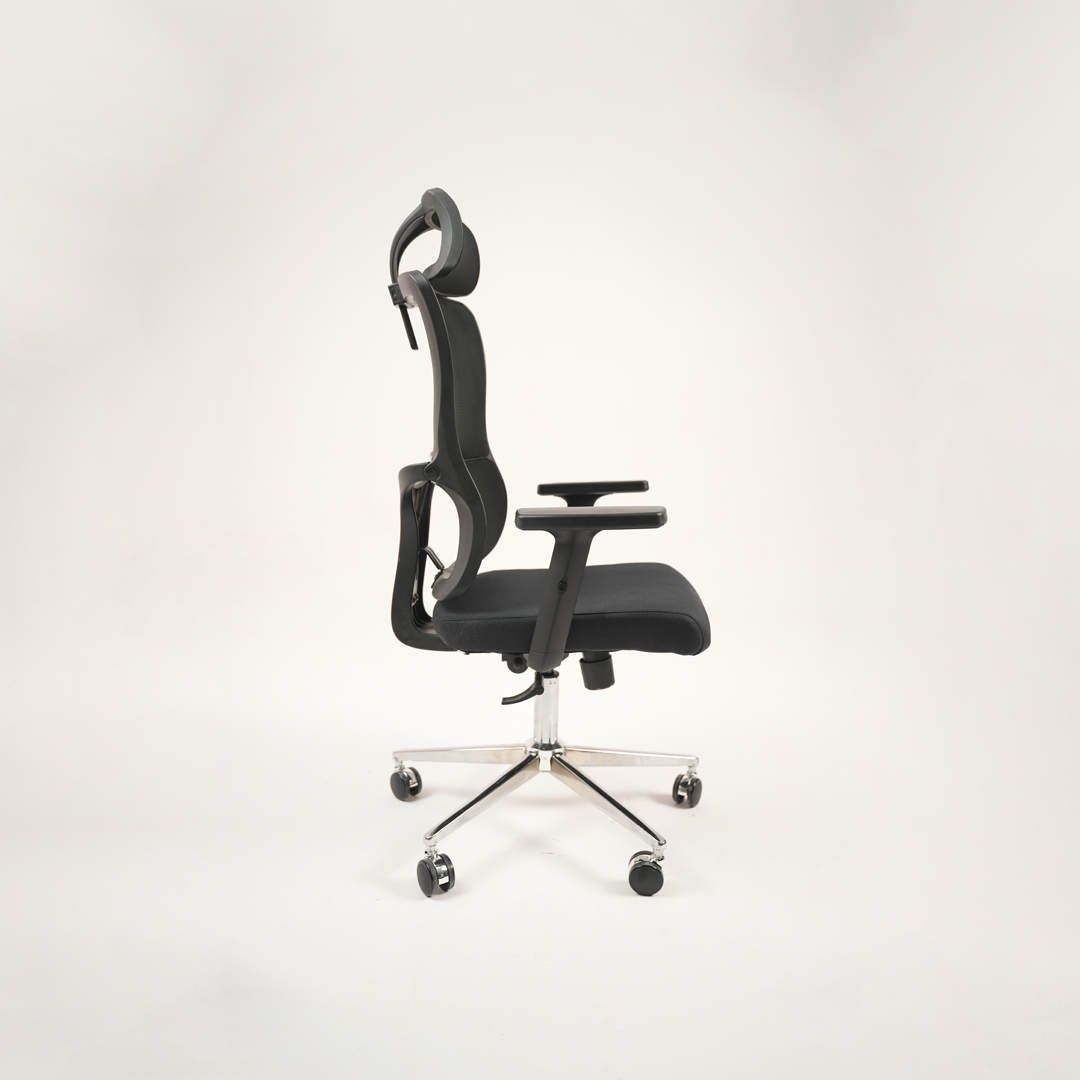Ergonomic High-Back Mesh Office Chair with Headrest & Chrome Base