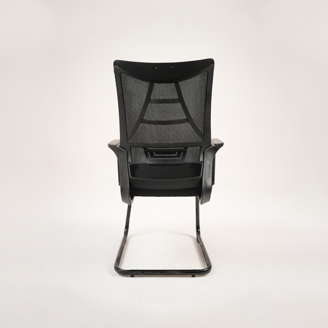 Ergonomic Black Mesh Office Chair with Striped Back & Wheels
