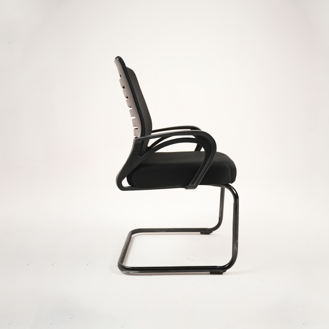 Black Mesh Visitor Office Chair with Cantilever Frame & Armrests