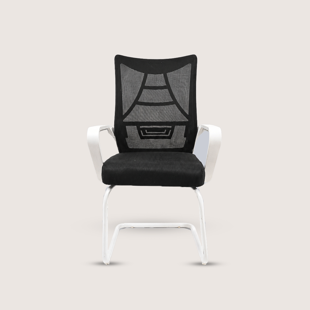 Ergonomic Black Mesh Office Visitor Chair with White Cantilever Frame alternate view