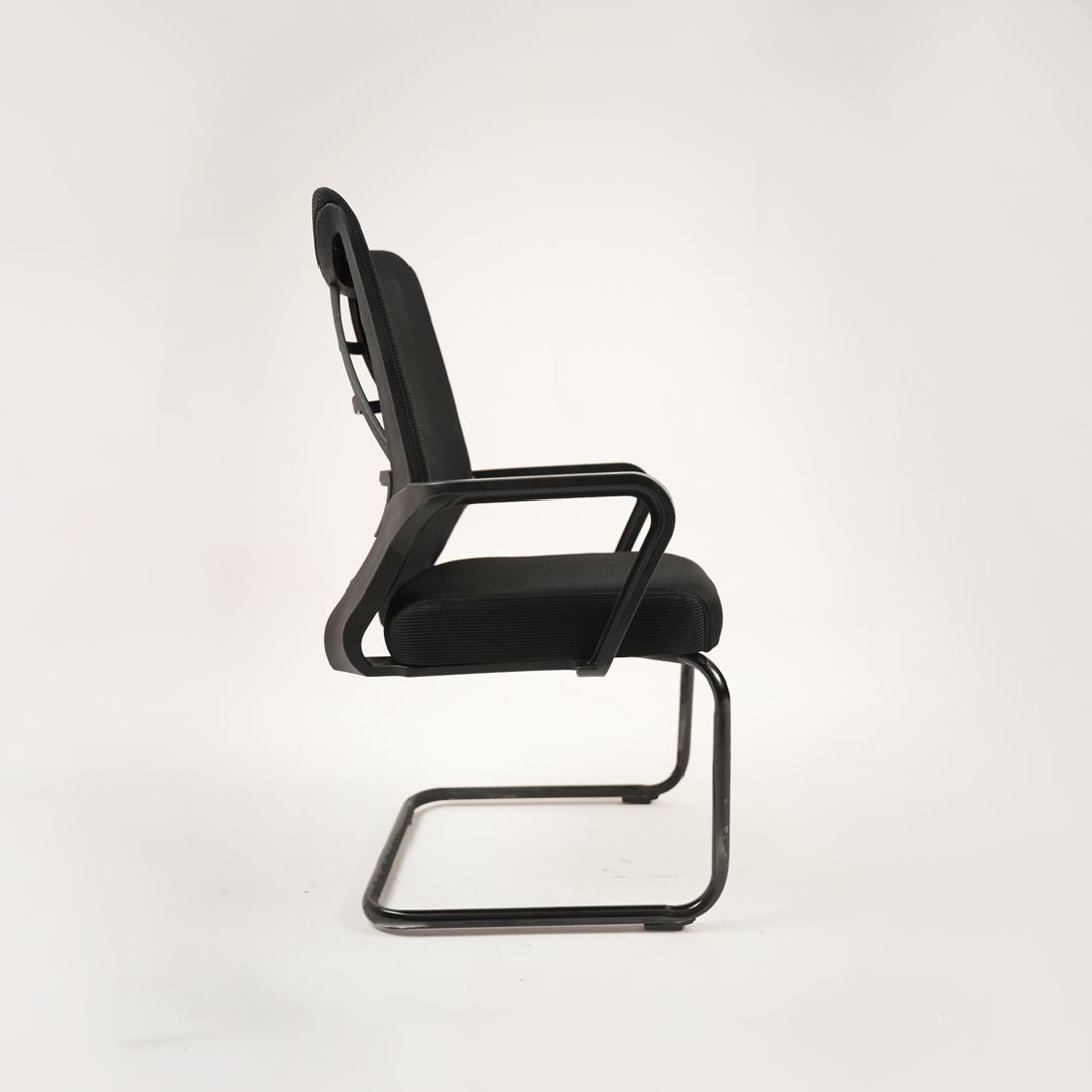 Ergonomic Black Mesh Office Chair with Striped Back & Wheels