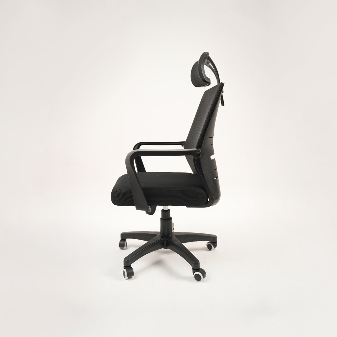 Ergonomic Black Mesh Office Chair with Headrest & Lumbar Support