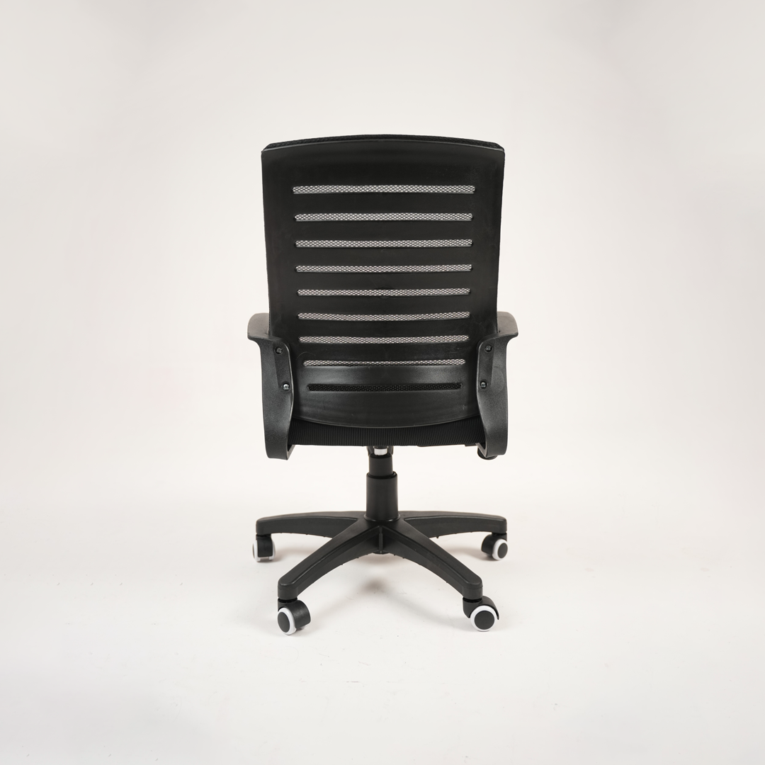 Black Mesh Office Chair with Armrests, Adjustable Height & Wheels