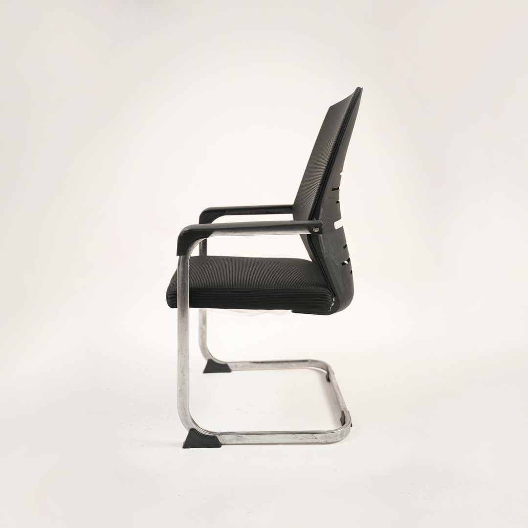 Black Mesh Visitor Office Chair with Chrome Cantilever Frame