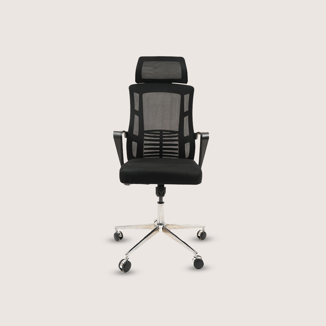 Ergonomic Mesh Office Chair with Headrest, Lumbar Support & Chrome Base