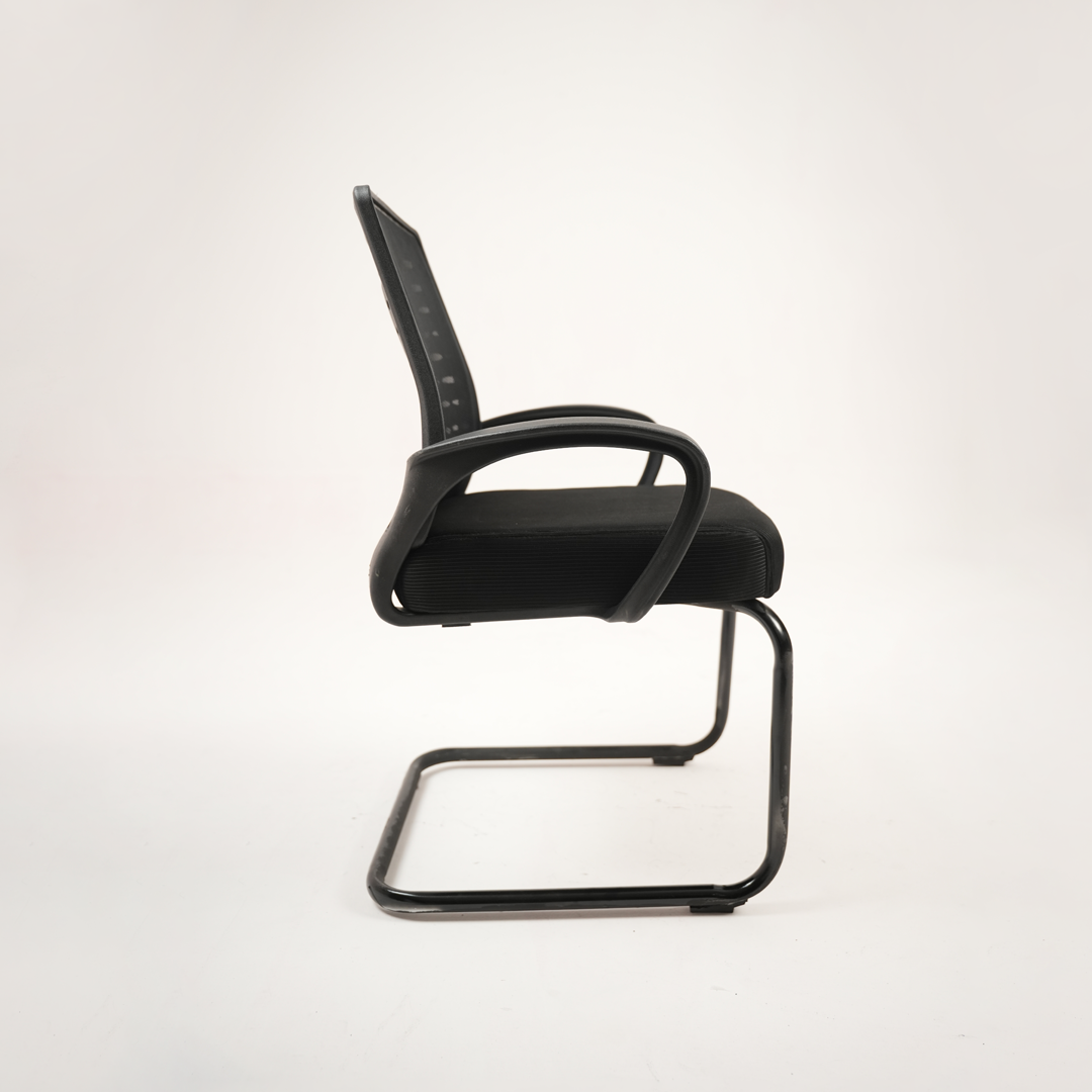 Black Mesh Visitor Chair with Armrests & Cantilever Frame