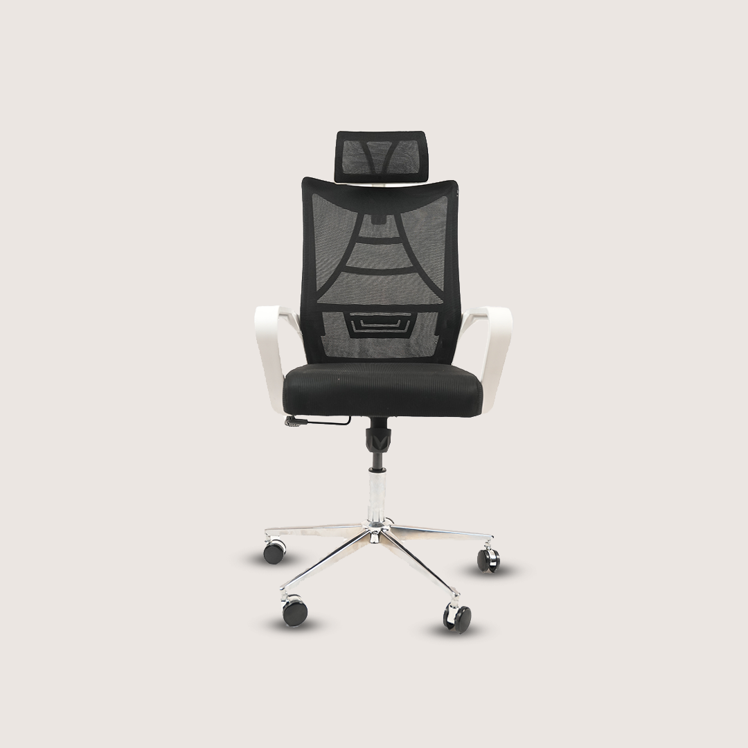 Ergonomic High-Back Mesh Office Chair with Headrest & Chrome Base