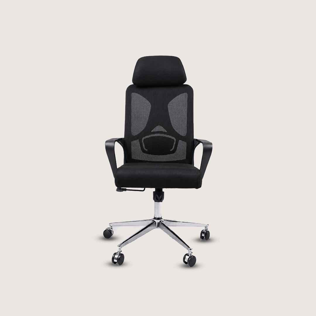 Ergonomic High-Back Mesh Office Chair with Headrest & Chrome Base