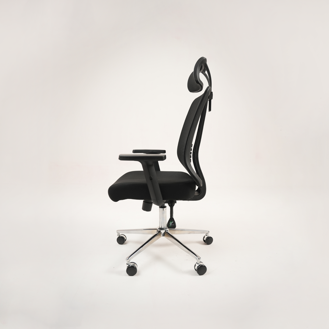 Ergonomic Mesh Office Chair with Headrest, Lumbar Support & Chrome Base