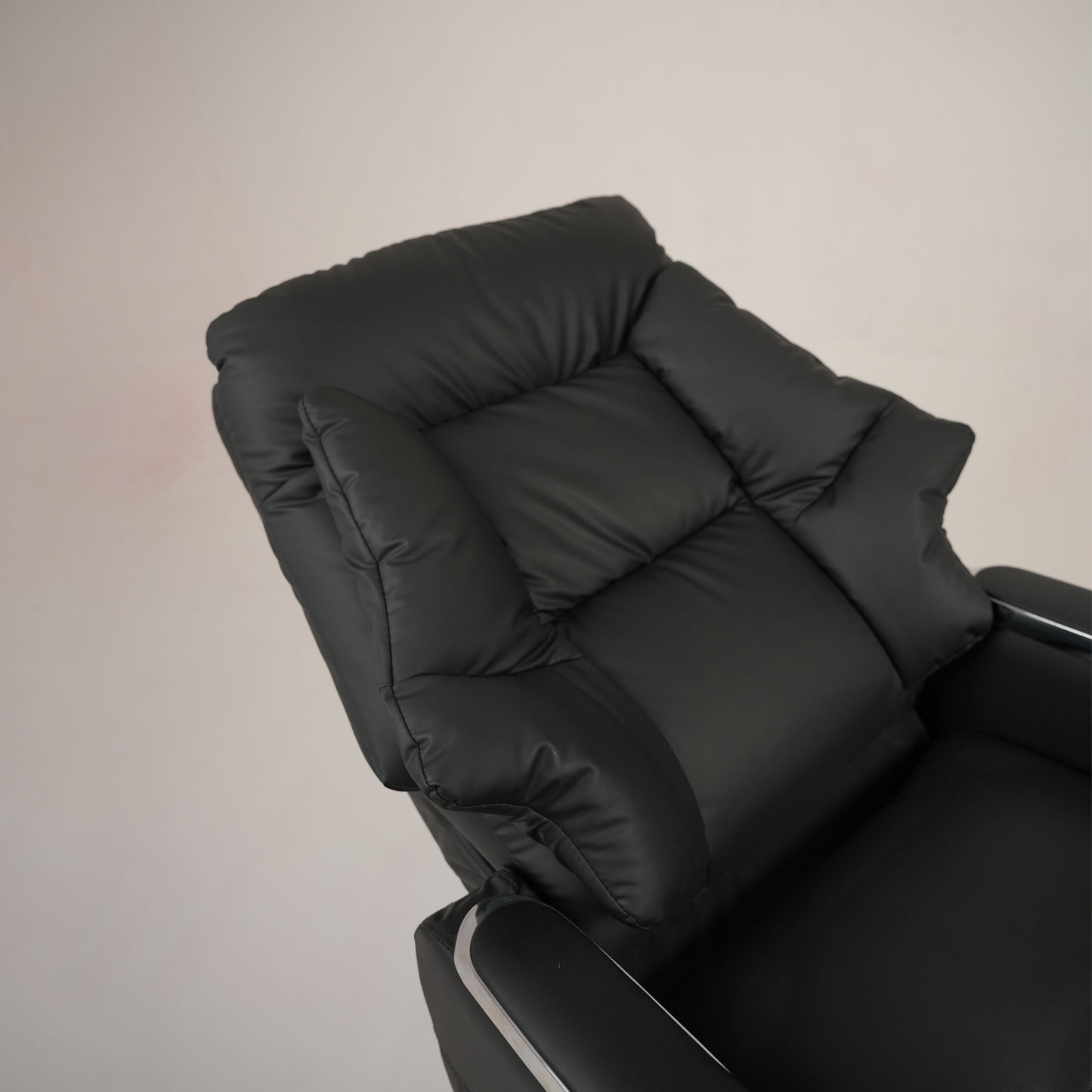 Luxury Black Executive Office Chair with Padded High Back, Footrest and Chrome Base